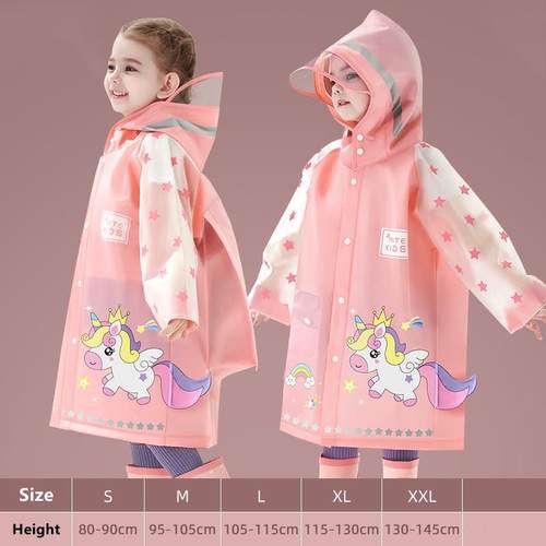 Kids Raincoat Waterproof Rain Poncho Cartoon Unicorn Dinosau