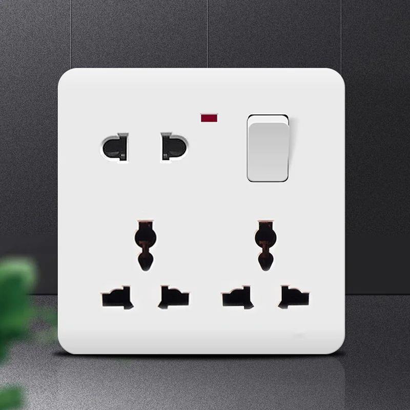 Multi-power socket 8-pin universal wall socket with switch,