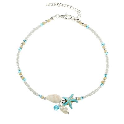 Fashion anklet for women海螺海星吊坠米珠脚链女夏季沙滩脚饰品