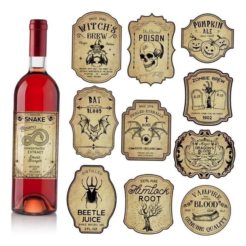 24pcs Halloween Adhesive stickers Red wine bottle sticker