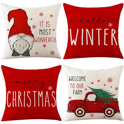Christmas Pillow Covers 18x18 Set of 4 Farmhouse Decoration
