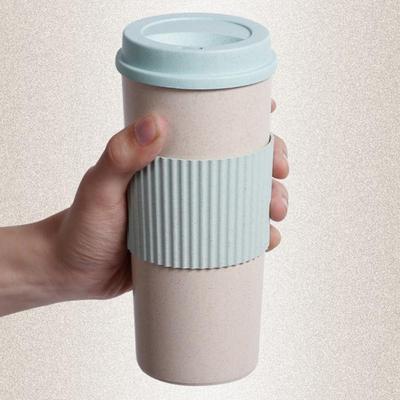 Wheat Straw Travel Coffee Mugs Cup With Lid Easy To Go Porta