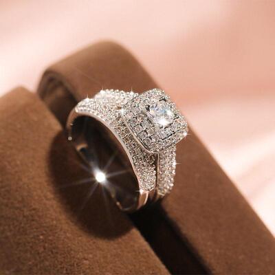Vintage Lovers Lab Diamond Ring sets 925 sterling silver Bij