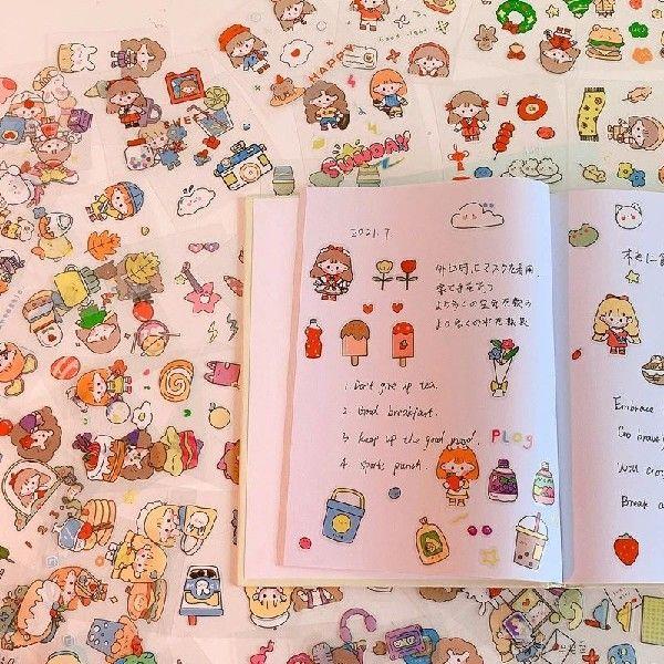 100Pcs Cute Cartoon Patterns Stickers DIY Transparent