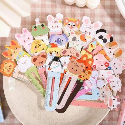 30pcs/box Kawaii Animals Bookmarks Cute Ruler Scale Pages Ho