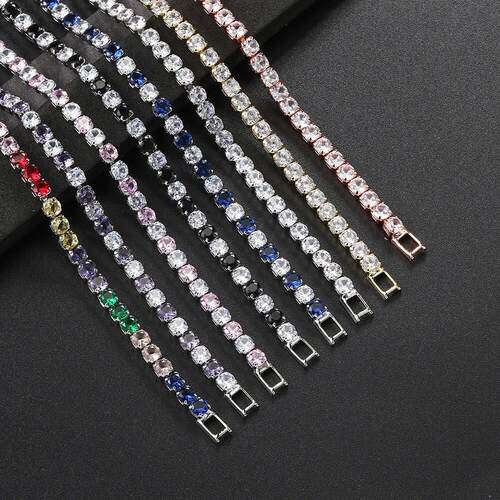Colorful Zircon Tennis Bracelet Bangle for Women Silver Colo