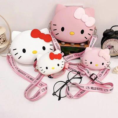 Bags for Women Kitty Crossbody Bag for Girls Pink White Cut