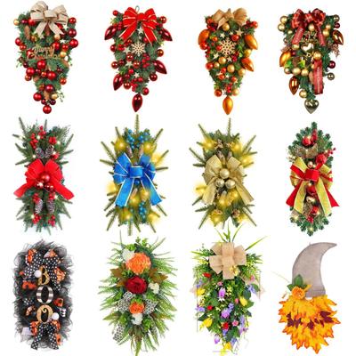 Christmas wreaths door curtains stair pendants led light