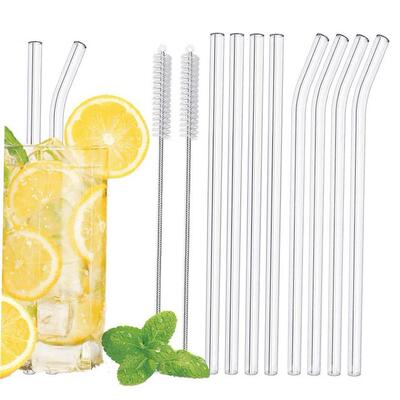 20cm Glass Smoothie Straw, Reusable Clear Drinking Straws fo