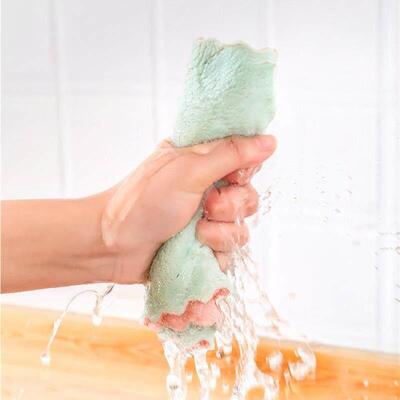 Double-layer Absorbent Microfiber Kitchen Dish Cloth towel