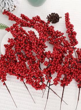 20/1pcs Christmas Red Berries Branches Artificial Holly Berr