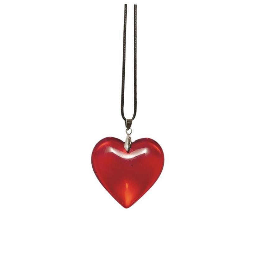 Red glass heart pendant necklaces women 红色玻璃心形吊坠项炼