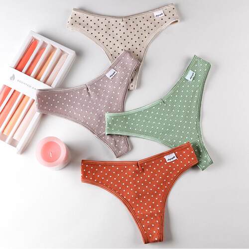 Women Cotton Thongs Underwear Ladies No Show Bikini Panties