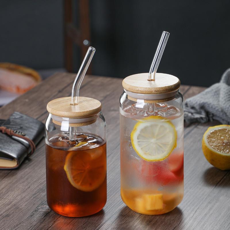 600ML cold drink glass with lid and straw juice cup