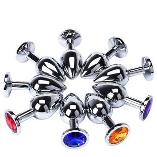 pc Size Anal Plug Round Stainless Steel Crystal Buttplug