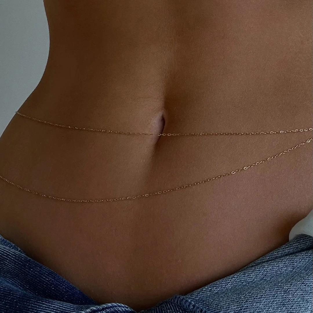 Waist chain Body chain跨境爆款双层不对称腰链女身体链肚脐链