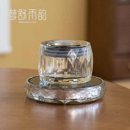 速发水晶恒温炉壶玻器茶璃旋转泡茶煮带过滤盖碗保温杯垫55度加热