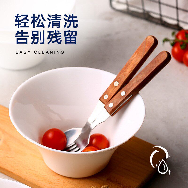 速发06YM白玉玻璃碗拉装耐高温面碗平底斗家碗笠用微波炉水果沙套
