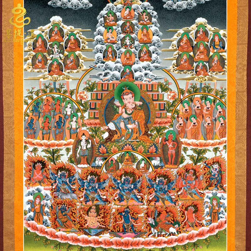 速发莲师皈依境唐卡西藏仿手绘挂画家用供奉藏族尼泊尔款装饰壁画