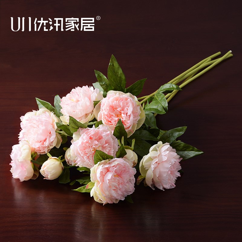 速发牡丹花干花 花 客厅餐桌茶几插花假花品居软家饰装轻奢摆件