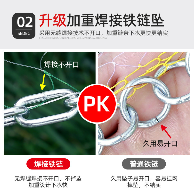 速发油丝拉线大飞盘圆盘式撒网加粗线铁链易抛网抓自动捕