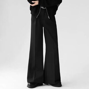 垂感直筒免烫黑色阔 男纯色宽松休闲裤 2025新款 高级感微喇叭小西裤