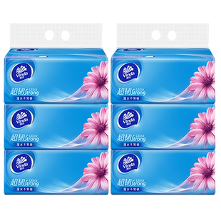 维达超韧抽纸6包3层100抽家用家庭装餐巾纸卫生纸面巾纸包邮促销