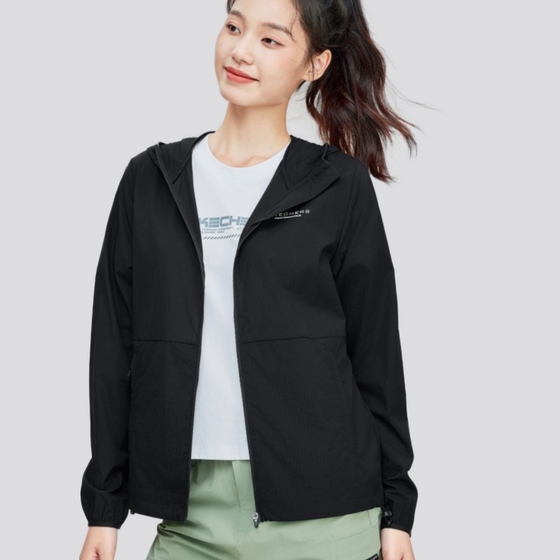 斯凯奇女子连帽吸湿速干防晒衣