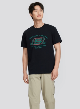 Skechers斯凯奇夏季新款男女同款户外针织休闲短袖T恤衫L224U073