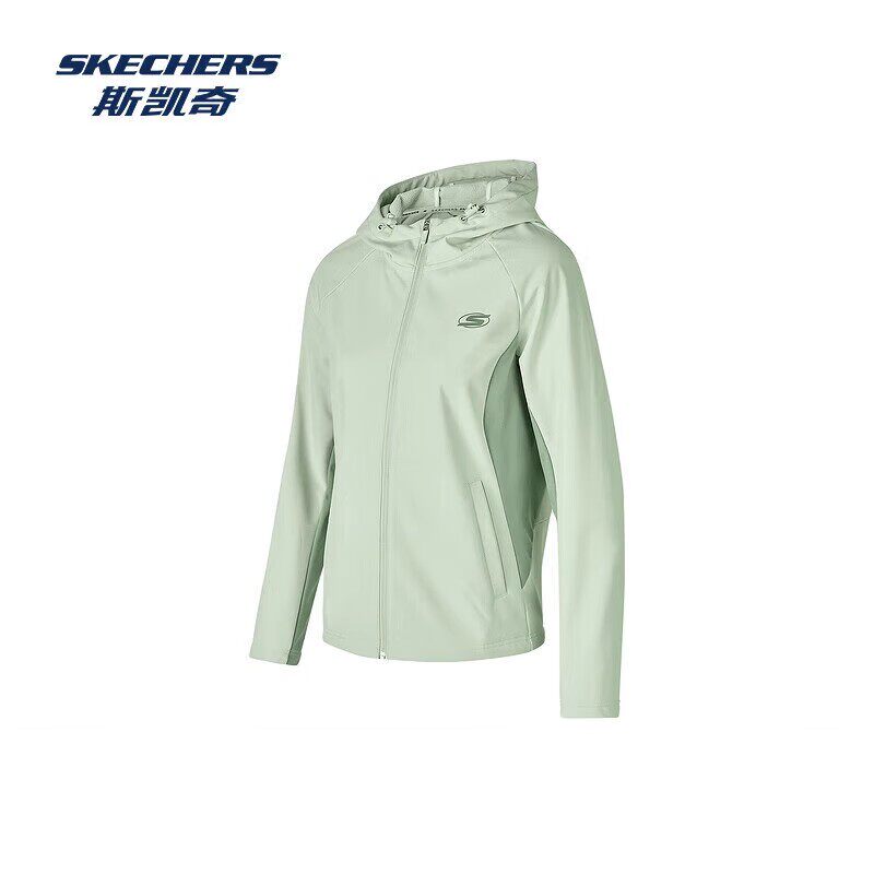 Skechers斯凯奇女士春季运动风衣舒适加绒保暖连帽外套P424W113