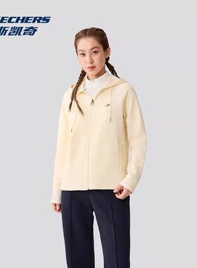 Skechers斯凯奇女士秋冬时尚针织连帽衫防风休闲运动外套P425W239