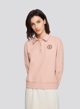 Skechers斯凯奇新款女子针织长袖POLO衫舒适休闲百搭卫衣L324W111