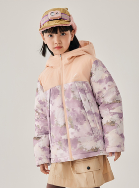 Skechers斯凯奇男女童秋冬防泼水保暖扎染运动羽绒服外套P425K009