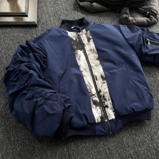 ANTRORSE 「墨」系列水墨蓝拼接撞色bomber尼龙飞行夹克ma1棉服