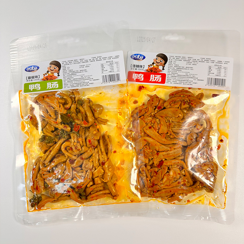 网红爆辣藤椒香辣鸭肠卤味湖南风味先卤后炒脆糯可口开袋即食解馋