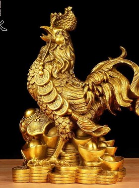 速发阁 铜鸡家件 大号元宝鸡金钱如饰摆居装意品工艺品