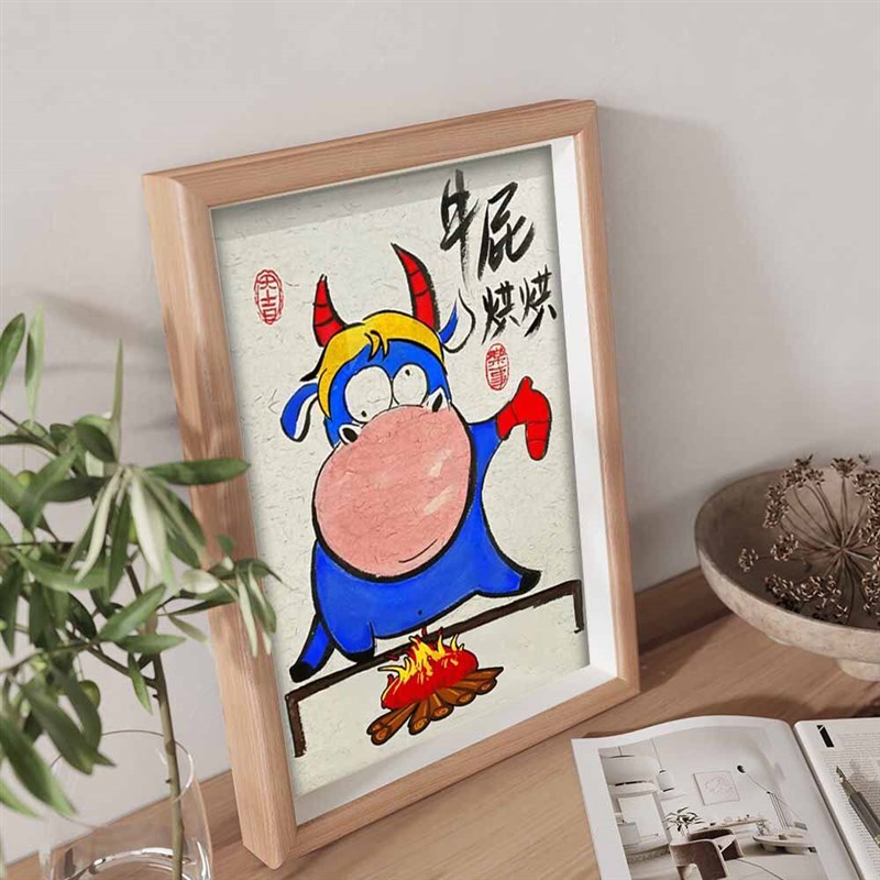 速发父亲节挂画礼物推荐 搞笑风格装饰画 实木相框卧室客厅墙面成