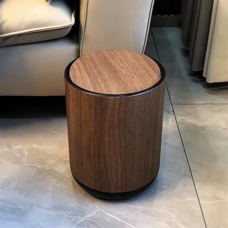 速发风垃圾桶家用客厅轻奢高档大容量摇盖废纸篓仿木纹复古卫生桶