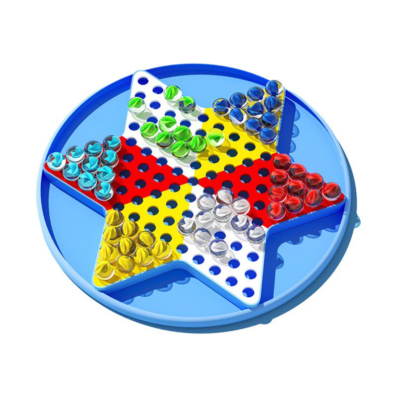 速发跳跳棋儿童益智小学生玻璃球大人版老式飞行棋二合一弹珠跳子