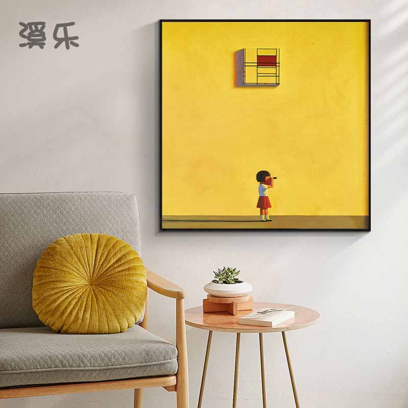 速发轻奢装室画办公饰挂画前术艺卫壁画当代刘野 孩的蒙德里安