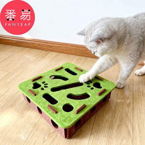 宠物玩具/逗猫A1pn008-猫咪解闷玩具迷宫掏洞毛毡盒逗猫铃铛球