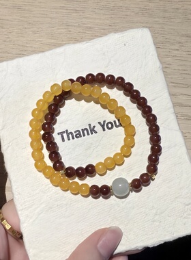 原创焦糖双圈叠戴手链女轻奢小众设计感手串复古百搭闺蜜手饰品