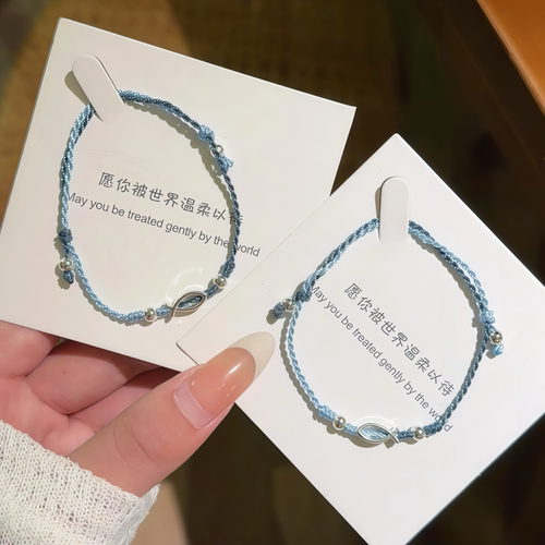 深海渐变小鱼手工编织手绳女小众设计ins情侣手链闺蜜学生手饰品