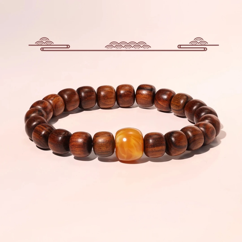 民族风圆珠木质手串小众设计新中式简约百搭手链男女通用手饰品