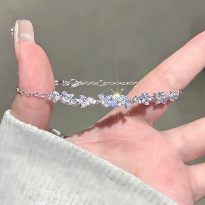 满钻紫藤花手链女款轻奢小众手串