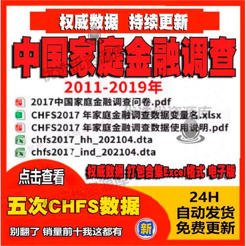 2011-2019年五次中国家庭金融调查CHFS数据问卷汇总stata合集打包