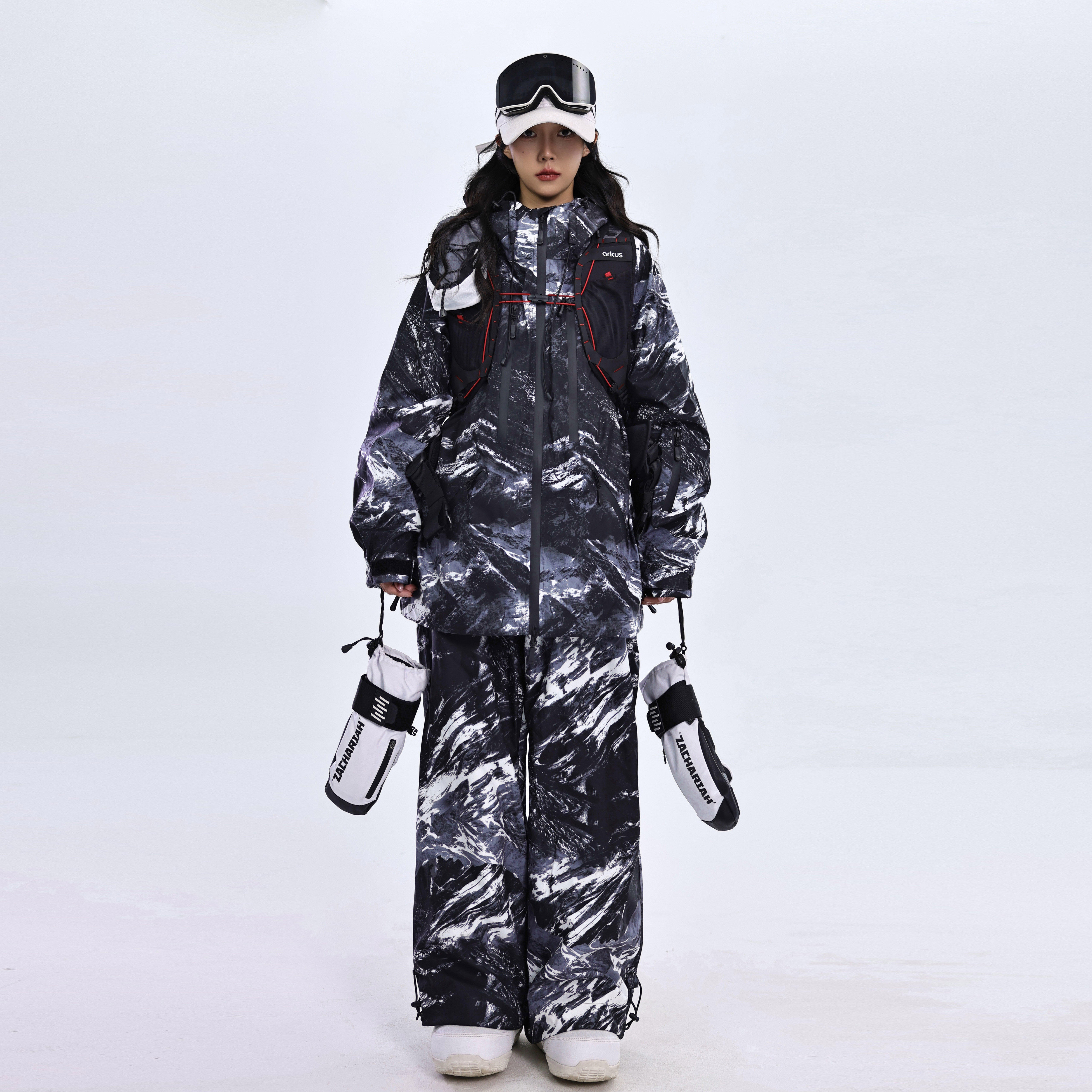 ZACHARIAH【黑雪山】单板滑雪服套装女 防水雪衣防风硬壳双板男款