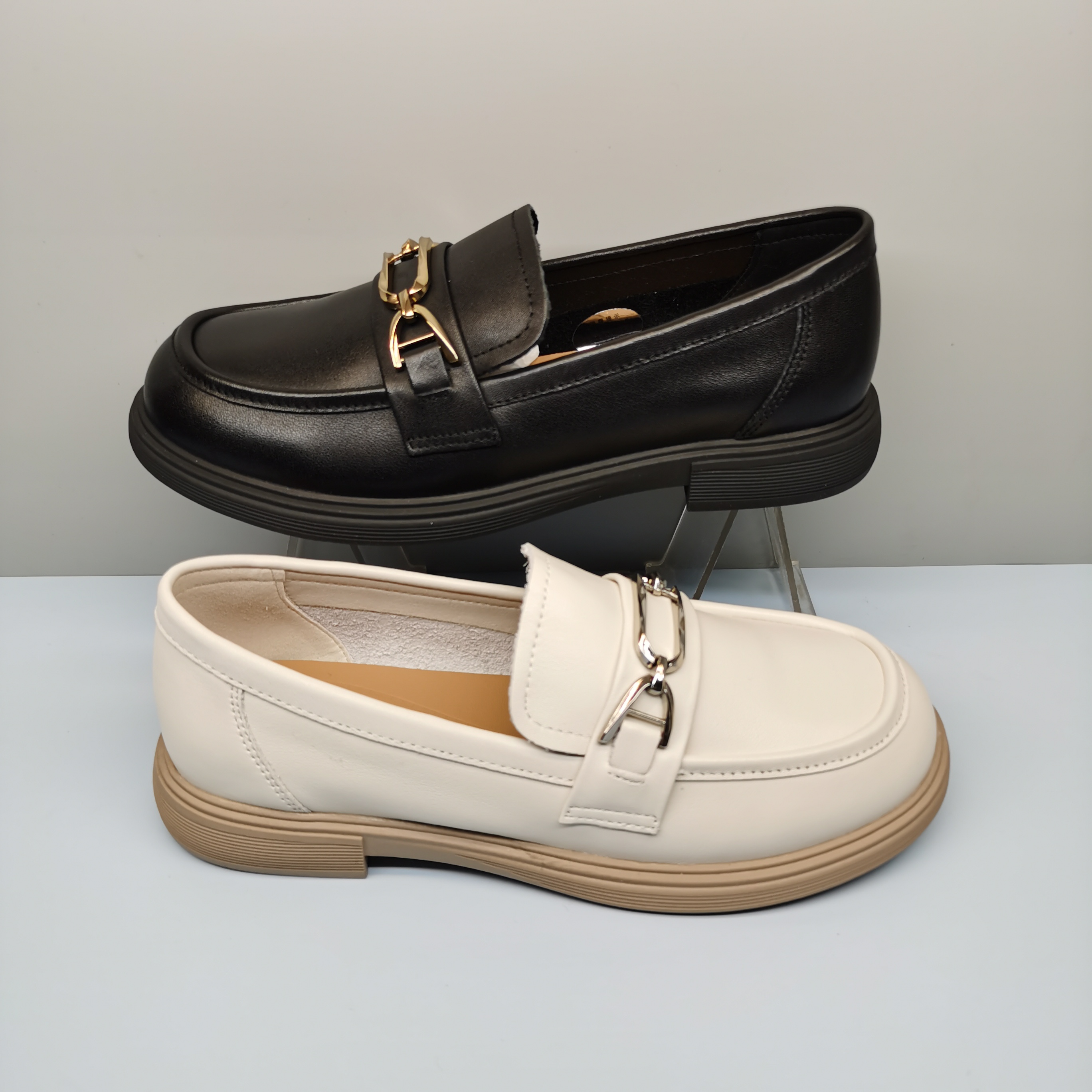 百搭乐福鞋平底红蜻蜓真皮豆豆鞋