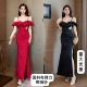 2026新款 开叉长裙足浴K歌技师工服 轻奢一字肩吊带晚礼服性感修身