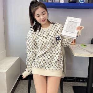 NYMY潮牌2023秋冬季大码圆领卫衣女显瘦美式宽松老花上衣情侣外套